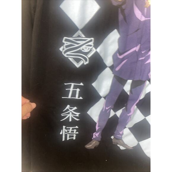 Gojo Satoru Jujutsu Kaisen Black Cotton T-Shirt Unisex Long Sleeves Sz Large - Picture 4 of 7
